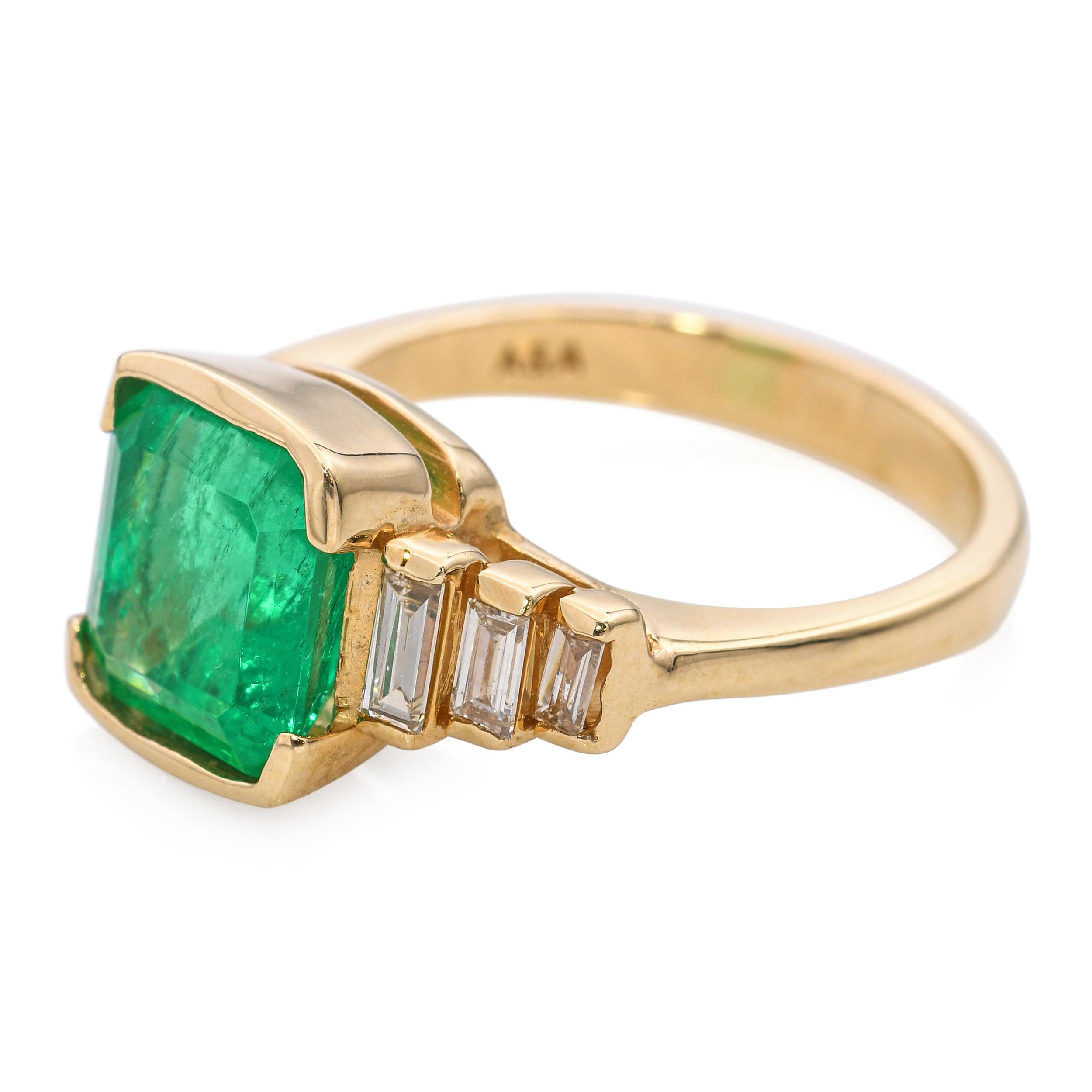 14K Yellow Gold GIA Colombian Minor Oil 2.79Ct Emerald & 0.50TCW Diamond Ring