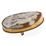 Antique 11k Yellow Gold Shell Cameo Psyche + Eros Brooch