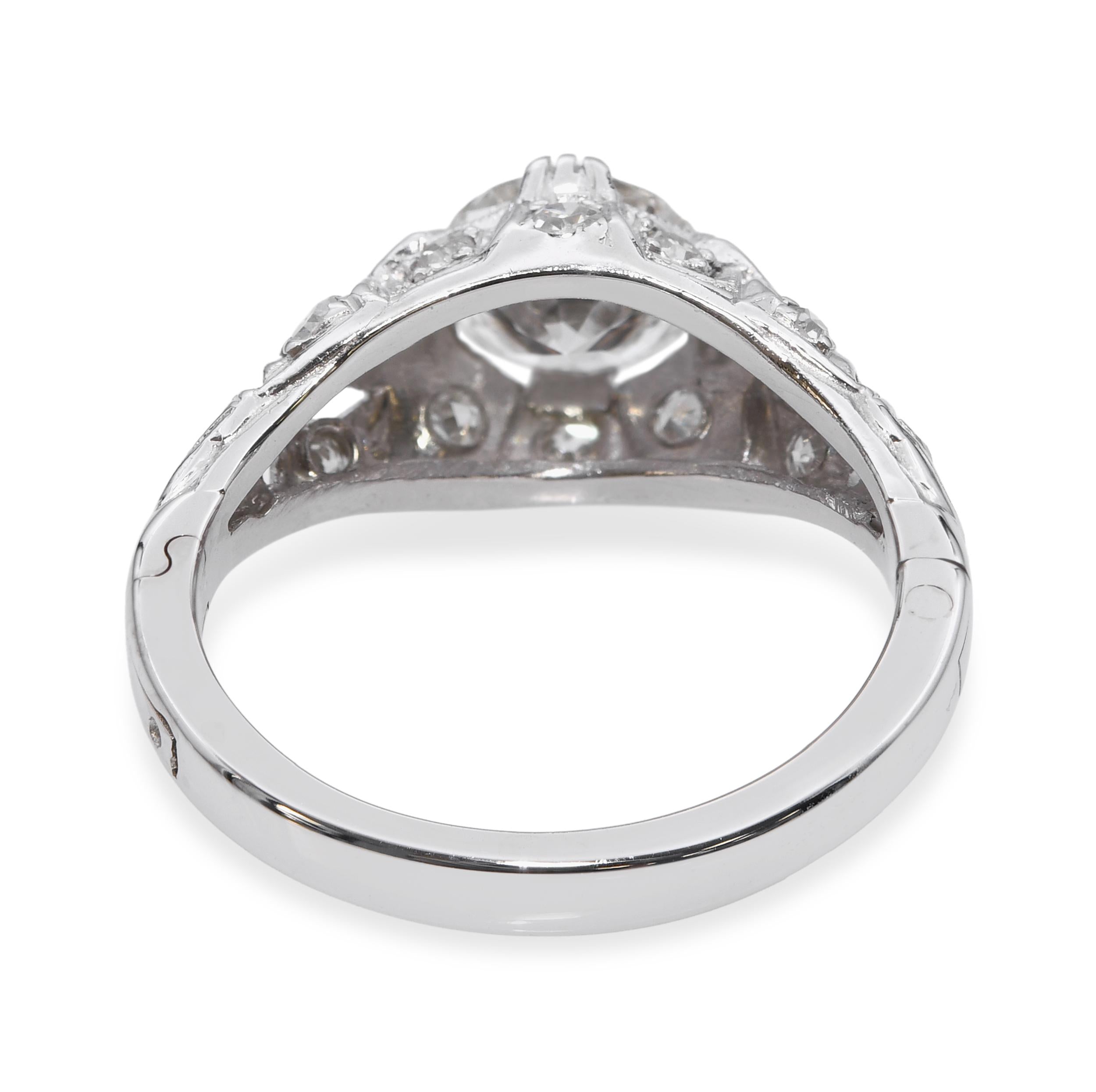 Vintage 14K White Gold Diamond Engagement Ring