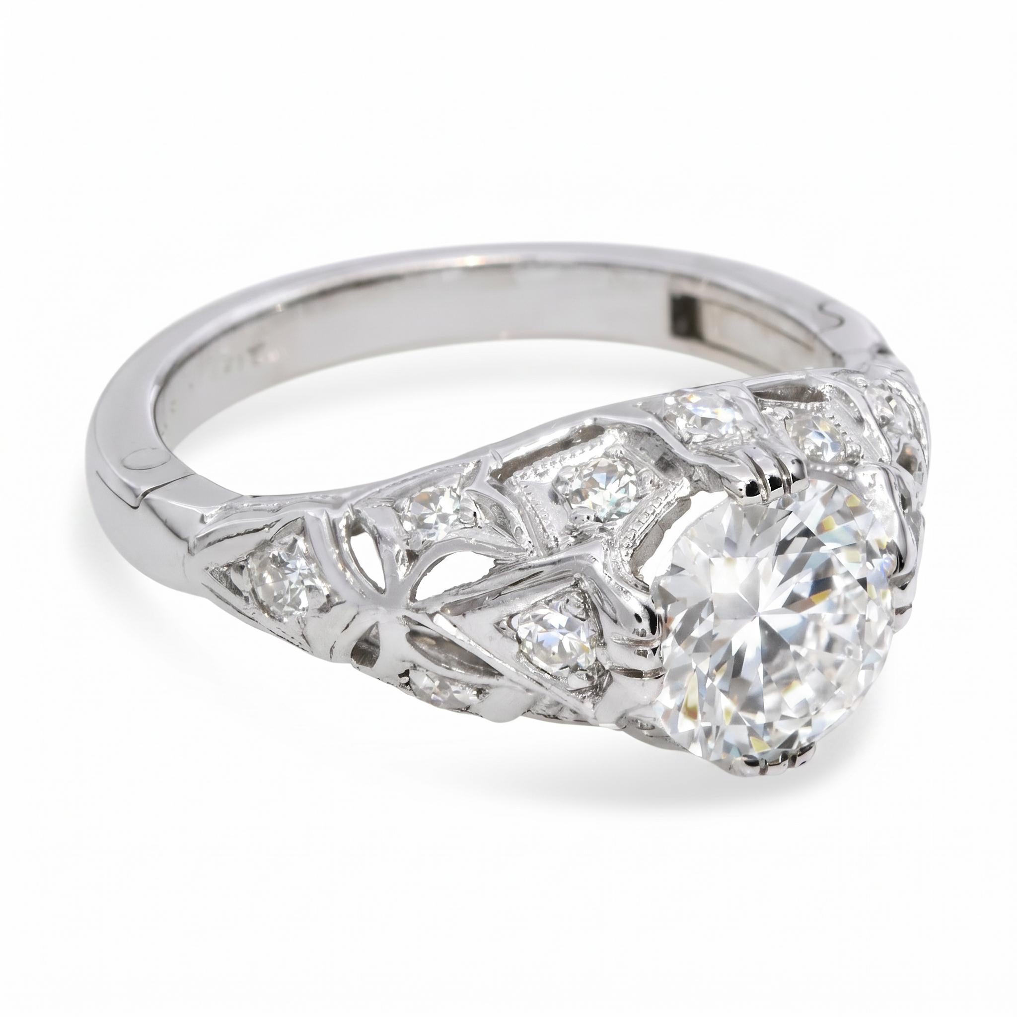 Vintage 14K White Gold Diamond Engagement Ring