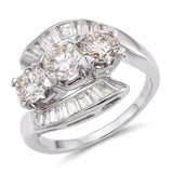 Vintage Platinum Diamond Three Stone Bypass Ring