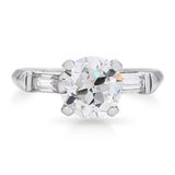 Vintage Platinum Old Euro Cut 1.25tcw J Si Diamond Engagement Ring