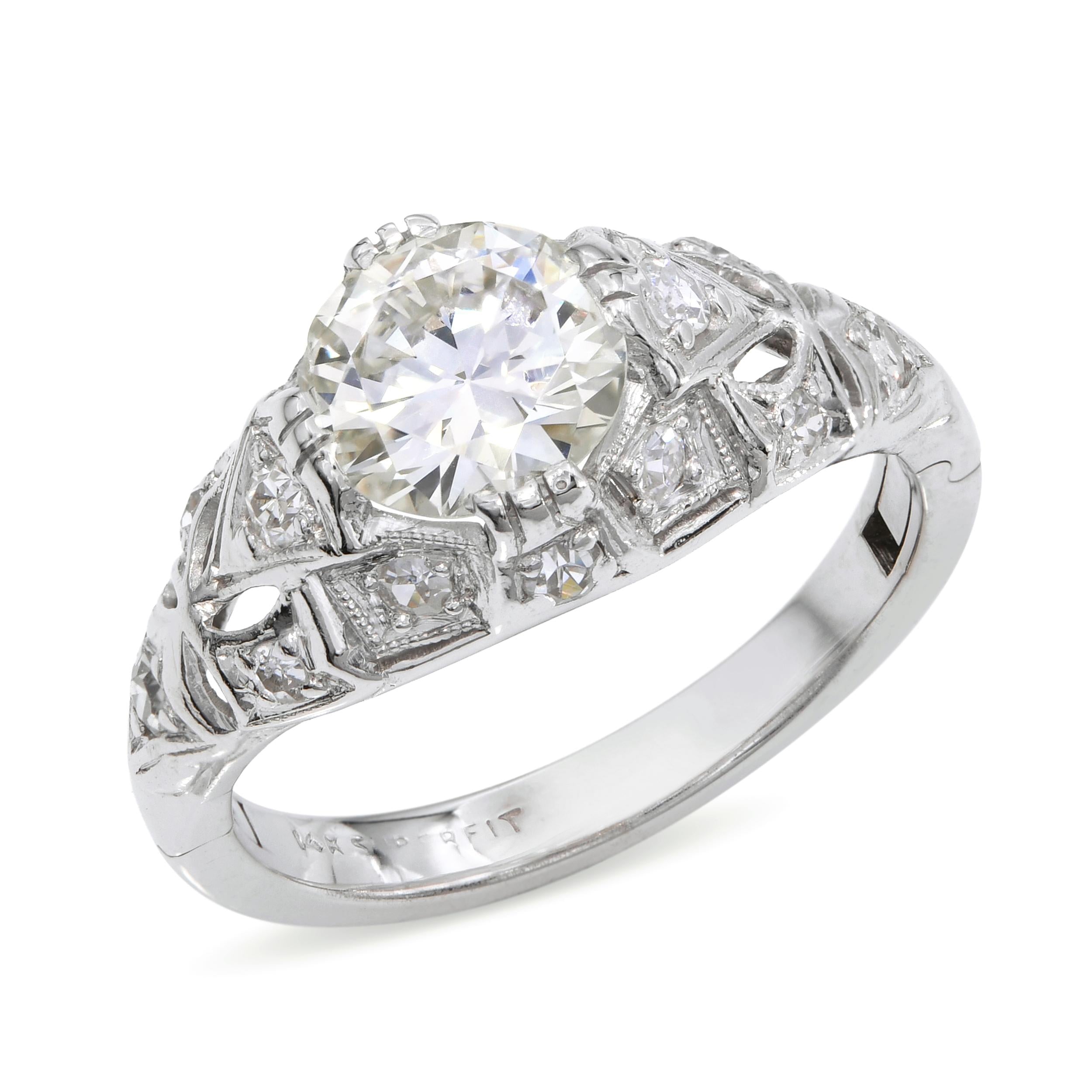 Vintage 14K White Gold Diamond Engagement Ring