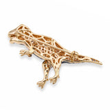 14k Yellow Gold Pave Sapphire and Diamond T-Rex Dinosaur Brooch