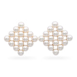 Mikimoto 14k Yellow Gold Pearl Cluster Earrings