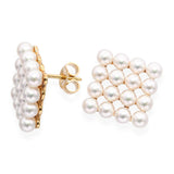 Mikimoto 14k Yellow Gold Pearl Cluster Earrings