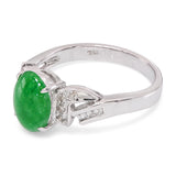 Vintage 18k White Gold Jadeite and Diamond Ring