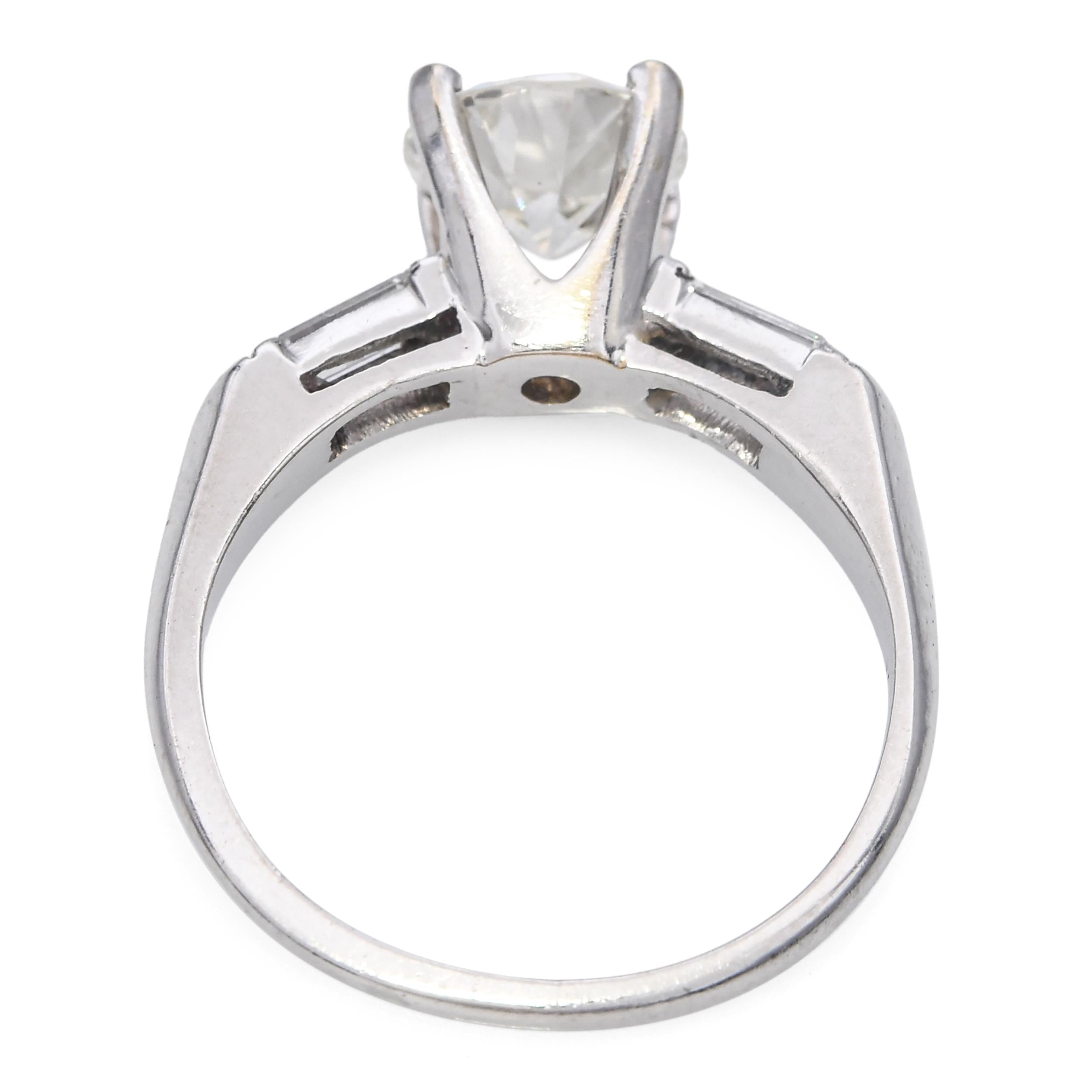 Vintage Platinum Old Euro Cut 1.25tcw J Si Diamond Engagement Ring