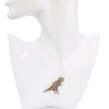 14k Yellow Gold Pave Sapphire and Diamond T-Rex Dinosaur Brooch
