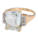 Yellow Gold 5.02ct Aquamarine and Diamond Statement Ring