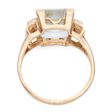 Yellow Gold 5.02ct Aquamarine and Diamond Statement Ring