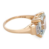 Yellow Gold 5.02ct Aquamarine and Diamond Statement Ring