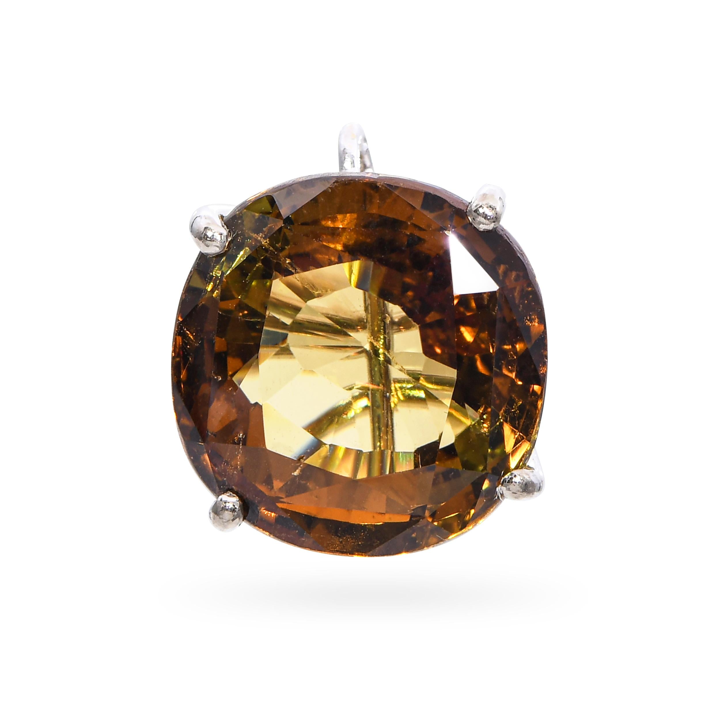 Vintage 14k White Gold 12.22ct Chrysoberyl Pendant