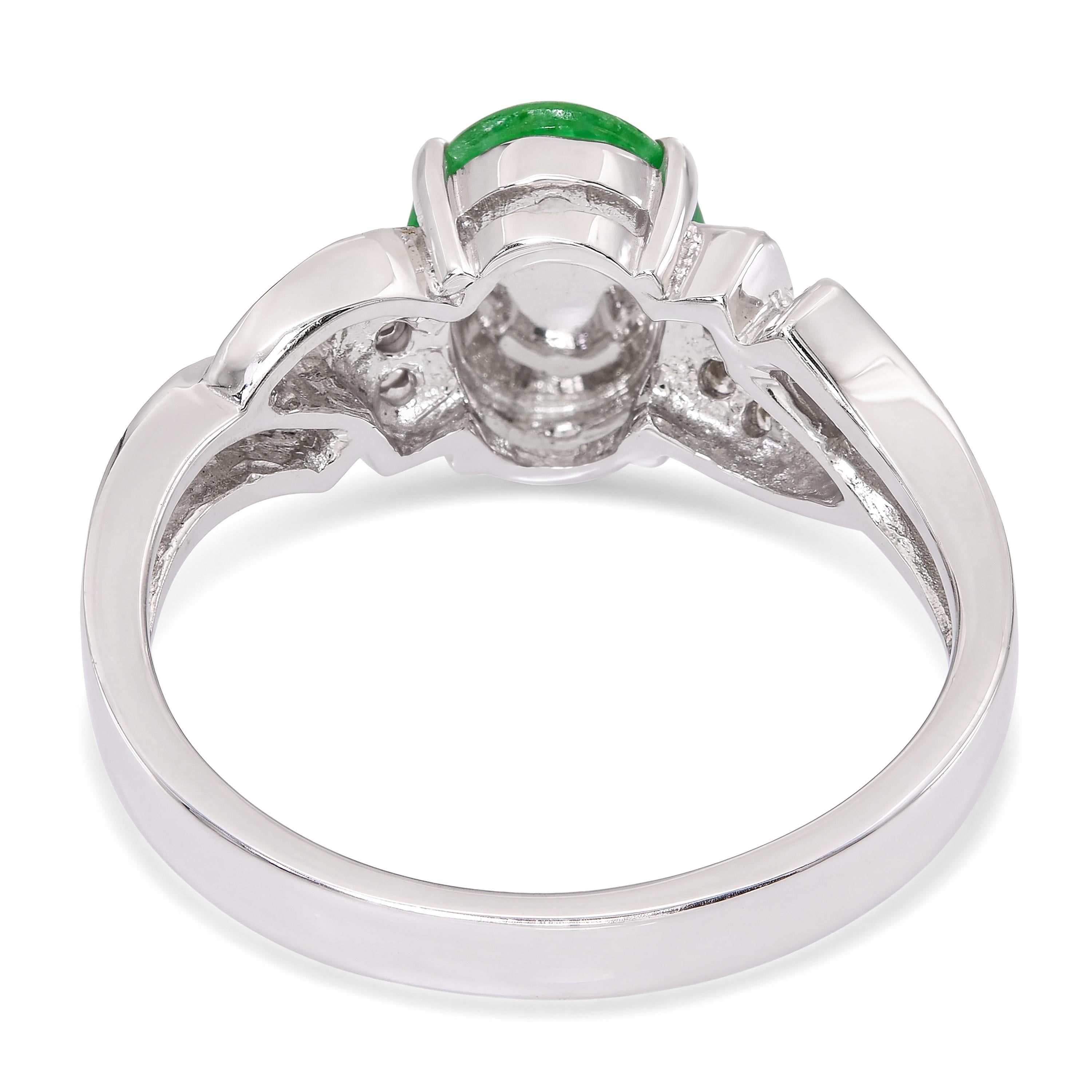Vintage 18k White Gold Jadeite and Diamond Ring