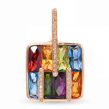 Bellarri 14k Rose Gold Assorted Multicolor Gemstone & Diamond Pendant