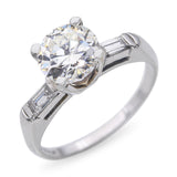 Vintage Platinum Old Euro Cut 1.25tcw J Si Diamond Engagement Ring