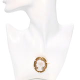 Antique Victorian 18k Yellow Gold Agate Cameo Pearl Framed Brooch