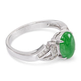 Vintage 18k White Gold Jadeite and Diamond Ring
