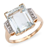 Yellow Gold 5.02ct Aquamarine and Diamond Statement Ring