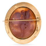 Antique 18k Yellow Gold Shell Cameo Muse of Drama Brooch