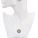 Art Nouveau 17k Yellow Gold Turquoise and Natural Pearl Wreath Brooch