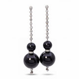 Art Deco Platinum Onyx and Diamond Dangle Drop Earrings