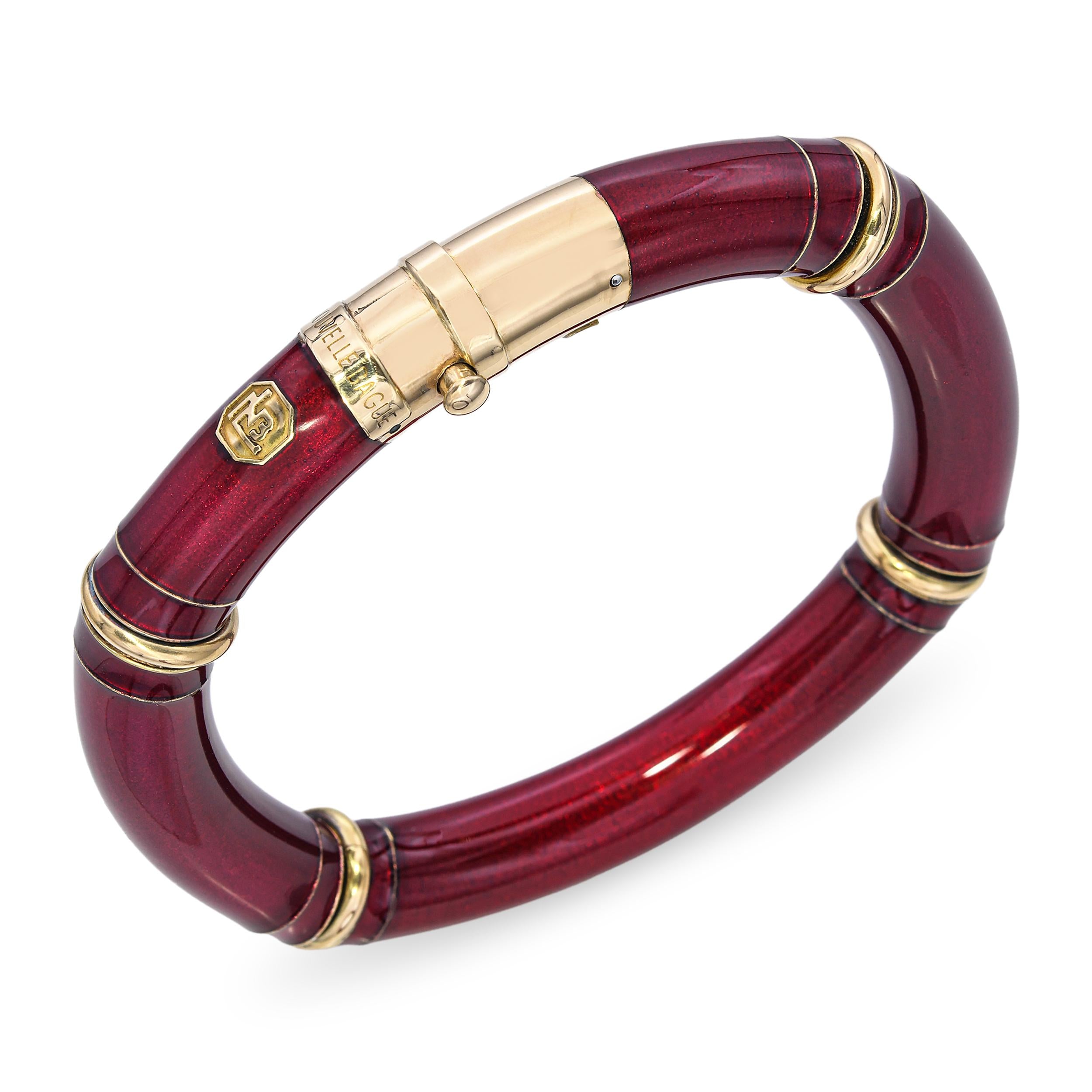 La Nouvelle Bague Red Enamel & 18k Yellow Gold Bangle Bracelet