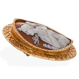Antique 18k Yellow Gold Shell Cameo Muse of Drama Brooch