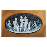 Vintage 1929 Yellow Gold Agate Hardstone Cameo Plaque of Helena and Paris