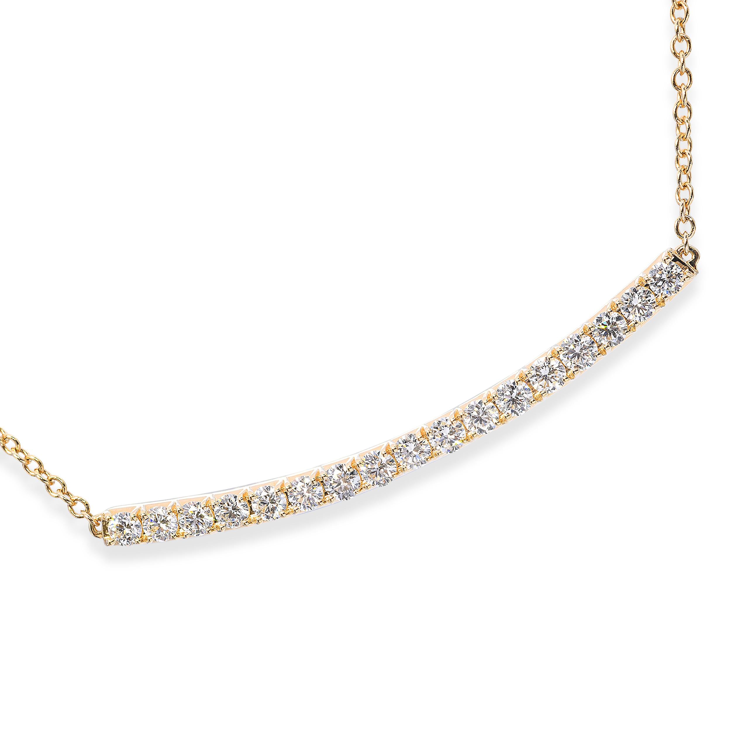 14k Yellow Gold 1.02ctw Diamond Smile Necklace