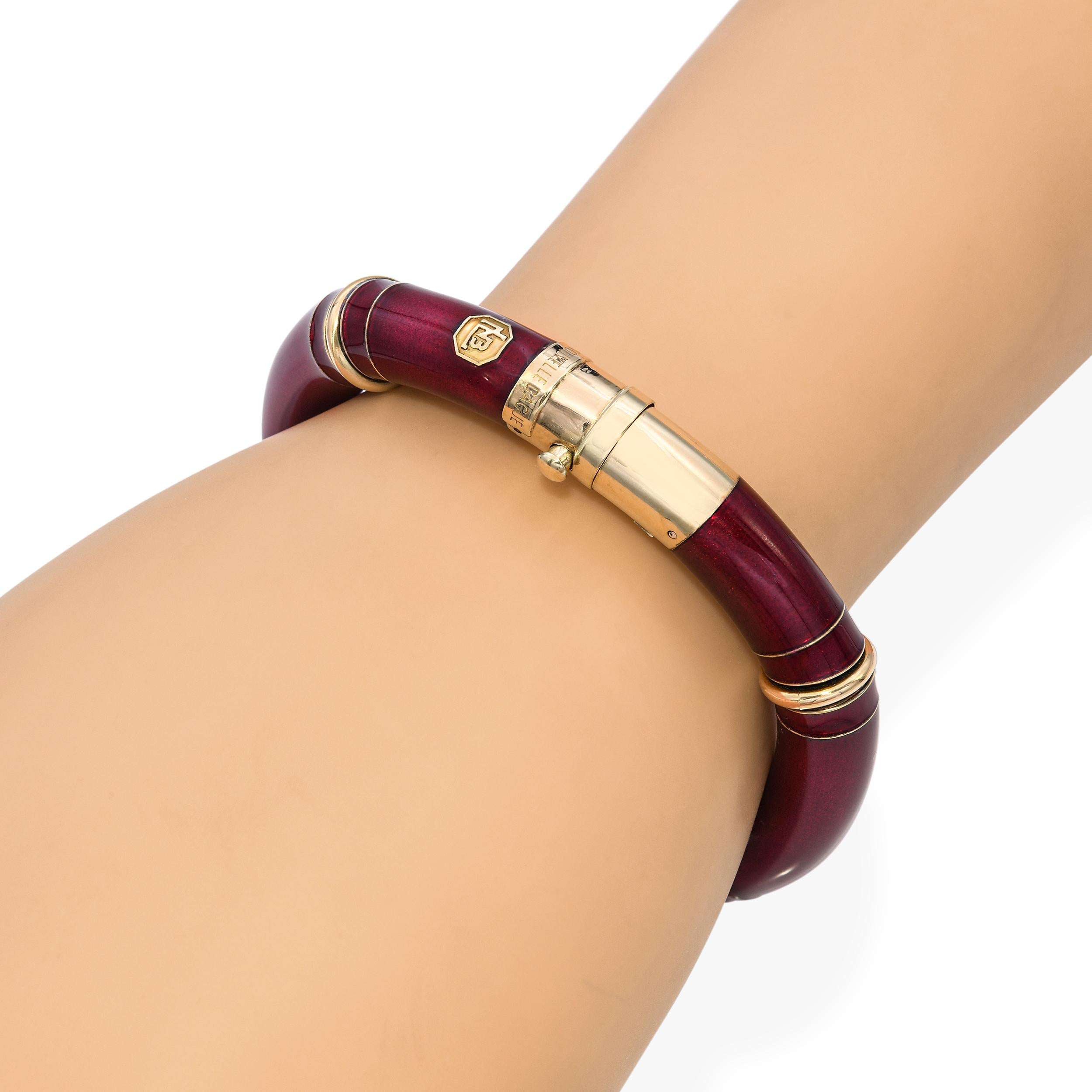 La Nouvelle Bague Red Enamel & 18k Yellow Gold Bangle Bracelet