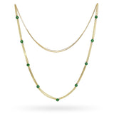 Antique 14k Yellow Gold Jade and Diamond Link Three Strand Necklace