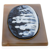 Vintage 1929 Yellow Gold Agate Hardstone Cameo Plaque of Helena and Paris