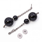 Art Deco Platinum Onyx and Diamond Dangle Drop Earrings