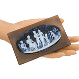 Vintage 1929 Yellow Gold Agate Hardstone Cameo Plaque of Helena and Paris