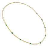 Antique 14k Yellow Gold Jade and Diamond Link Three Strand Necklace
