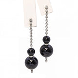 Art Deco Platinum Onyx and Diamond Dangle Drop Earrings