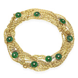 Antique 14k Yellow Gold Jade and Diamond Link Three Strand Necklace