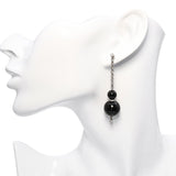 Art Deco Platinum Onyx and Diamond Dangle Drop Earrings