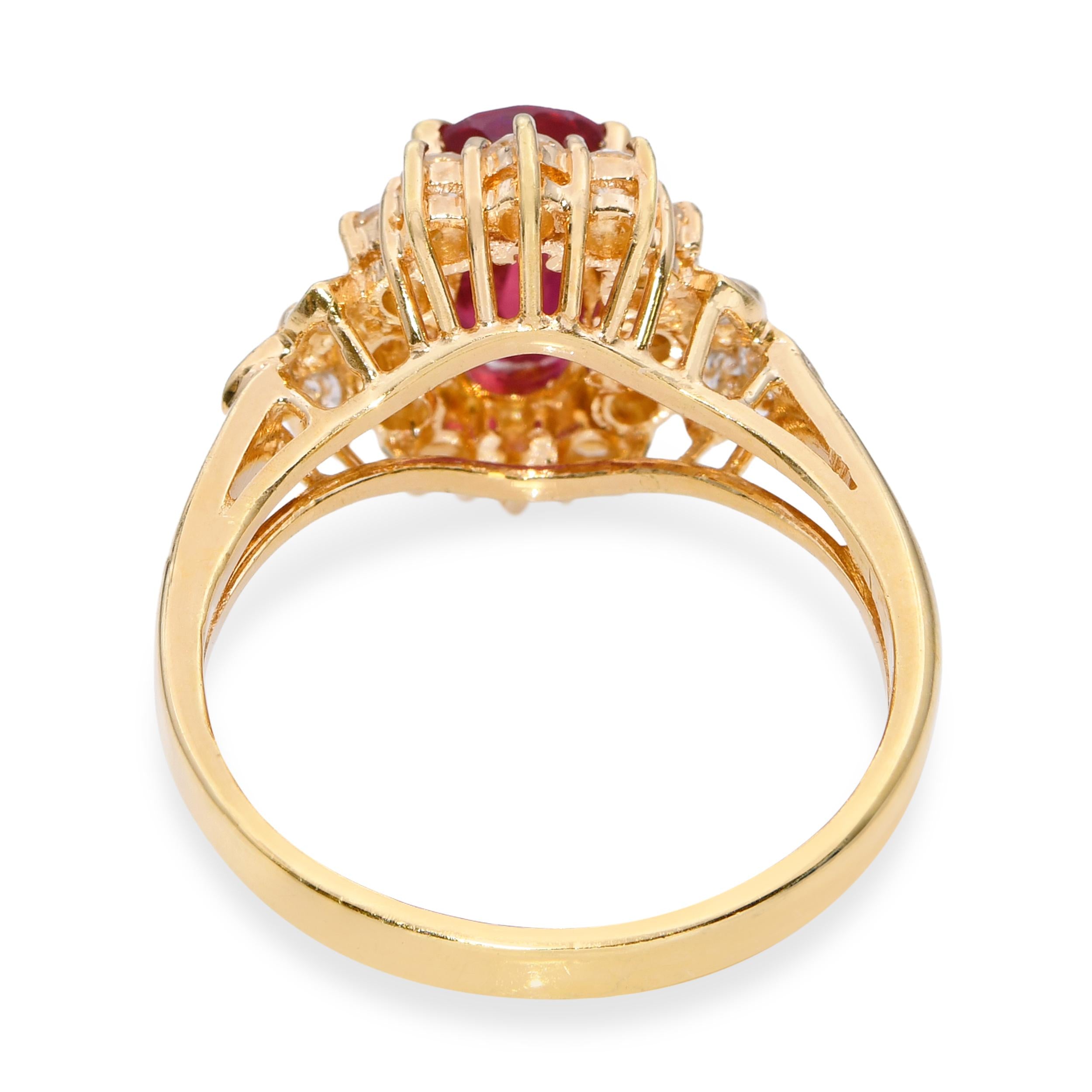 18k Yellow Gold 1.79ct Mozambique Ruby & Diamond Ring