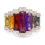 Bellarri 18k Yellow Gold Assorted Multicolor Gem and Diamond Statement Ring