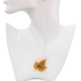 Vintage 14k Yellow Gold and Old Mine Diamond Maple Leaf Brooch