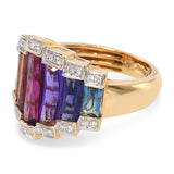 Bellarri 18k Yellow Gold Assorted Multicolor Gem and Diamond Statement Ring