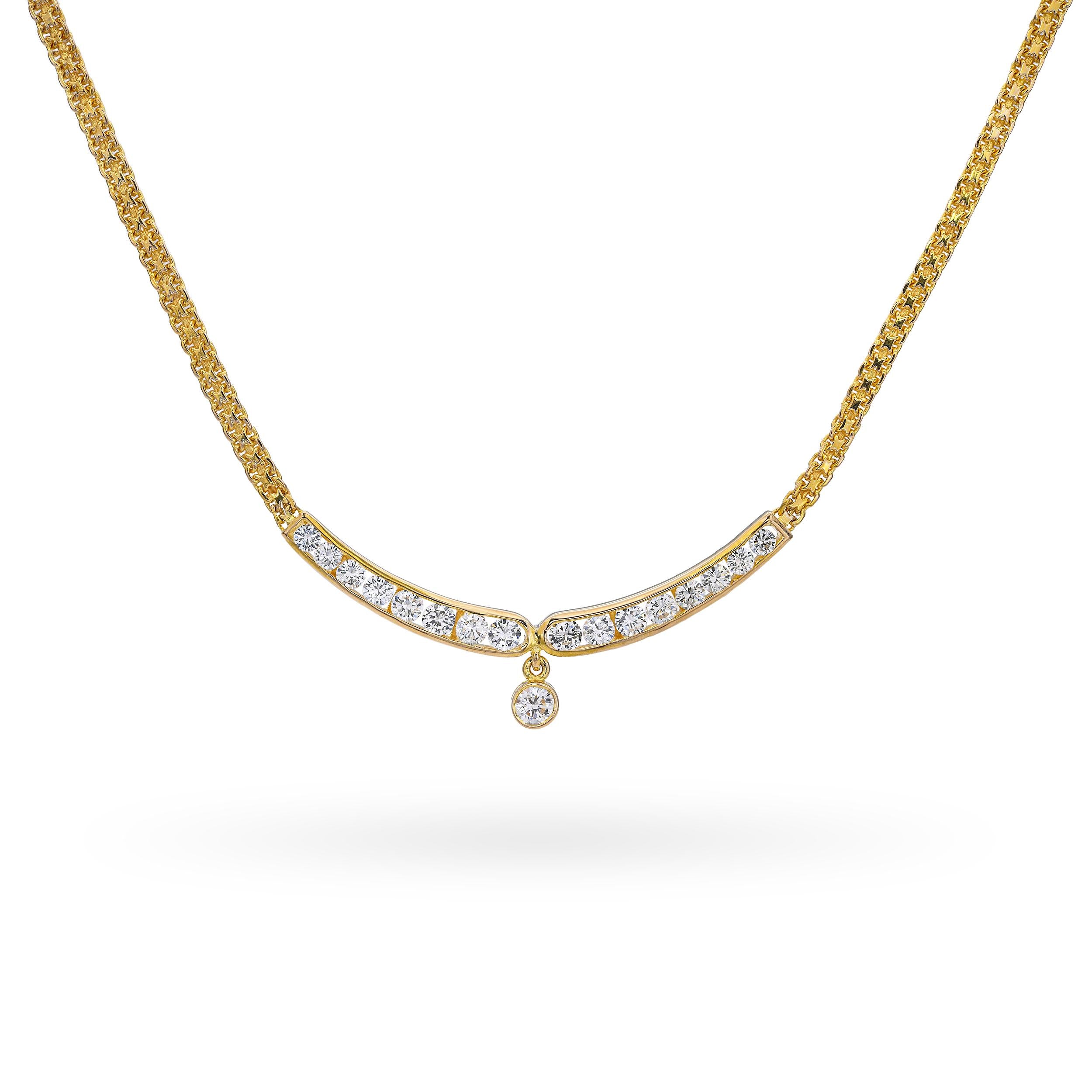 Vintage 18k Yellow Gold 2.11tcw Diamond Necklace