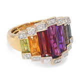 Bellarri 18k Yellow Gold Assorted Multicolor Gem and Diamond Statement Ring