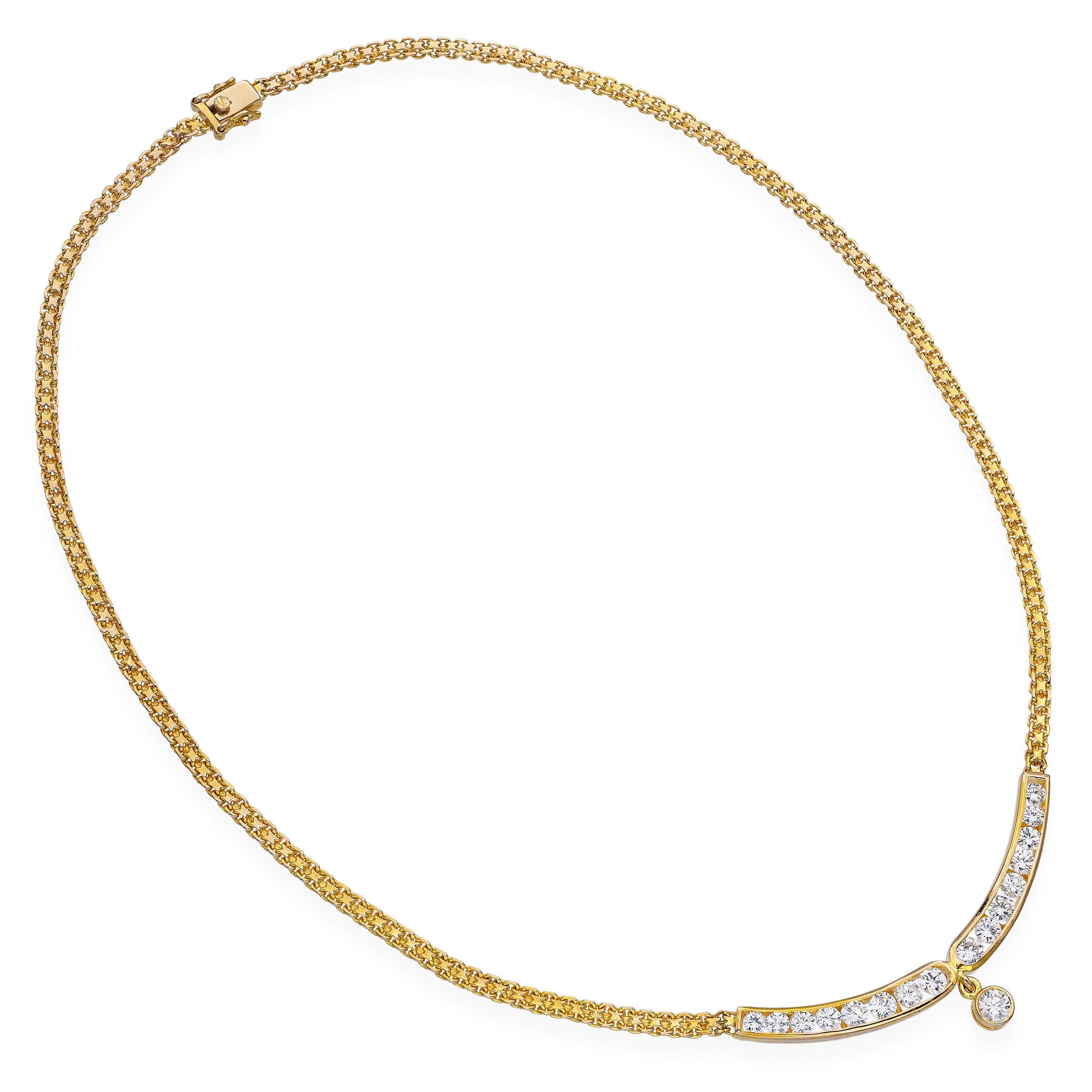 Vintage 18k Yellow Gold 2.11tcw Diamond Necklace