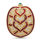 Judith Leiber 18k Yellow Gold Red Enamel and Diamond Turtle Brooch