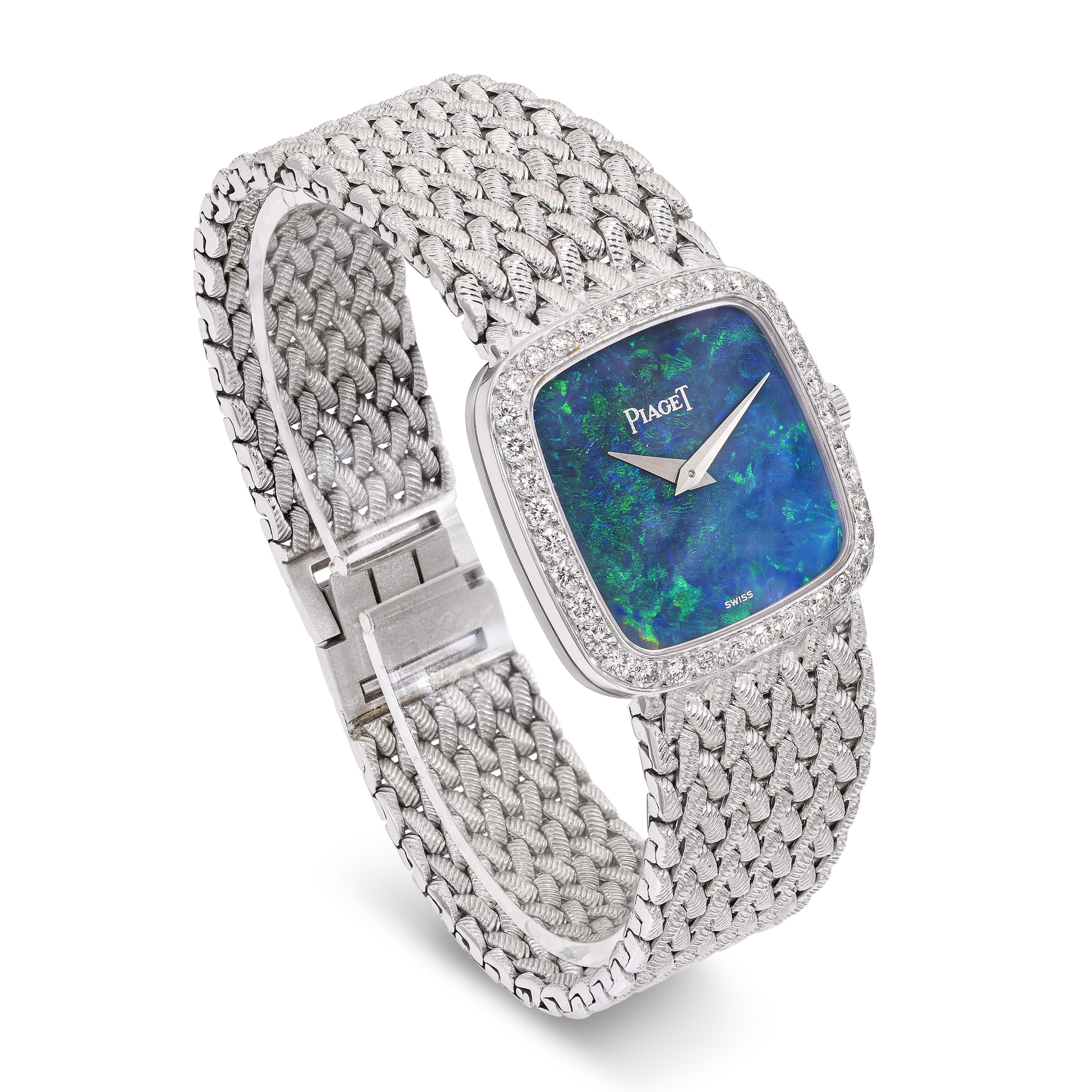 Vintage Piaget 18k White Gold Opal and Diamond Women’s Watch Ref. 9905 D3