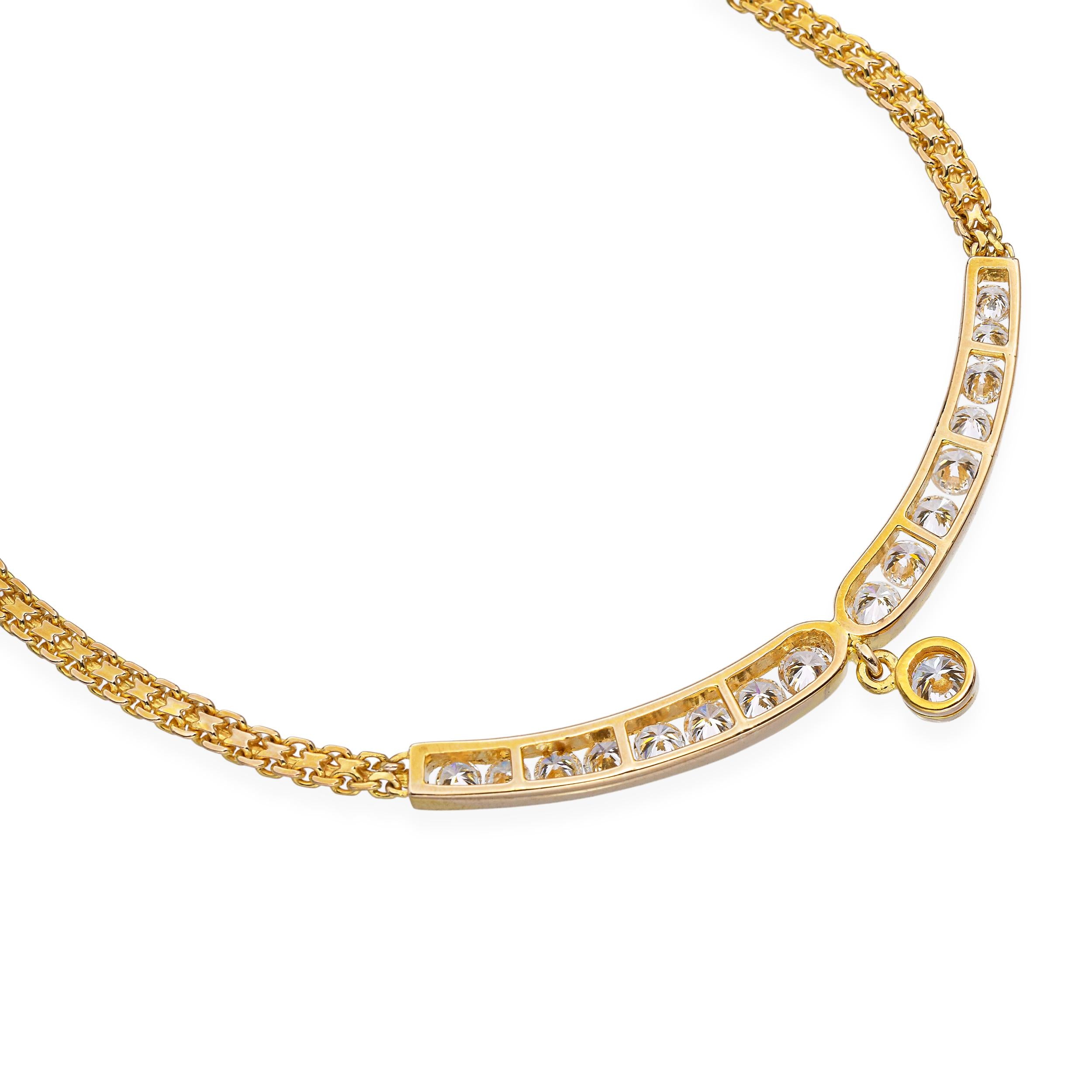 Vintage 18k Yellow Gold 2.11tcw Diamond Necklace