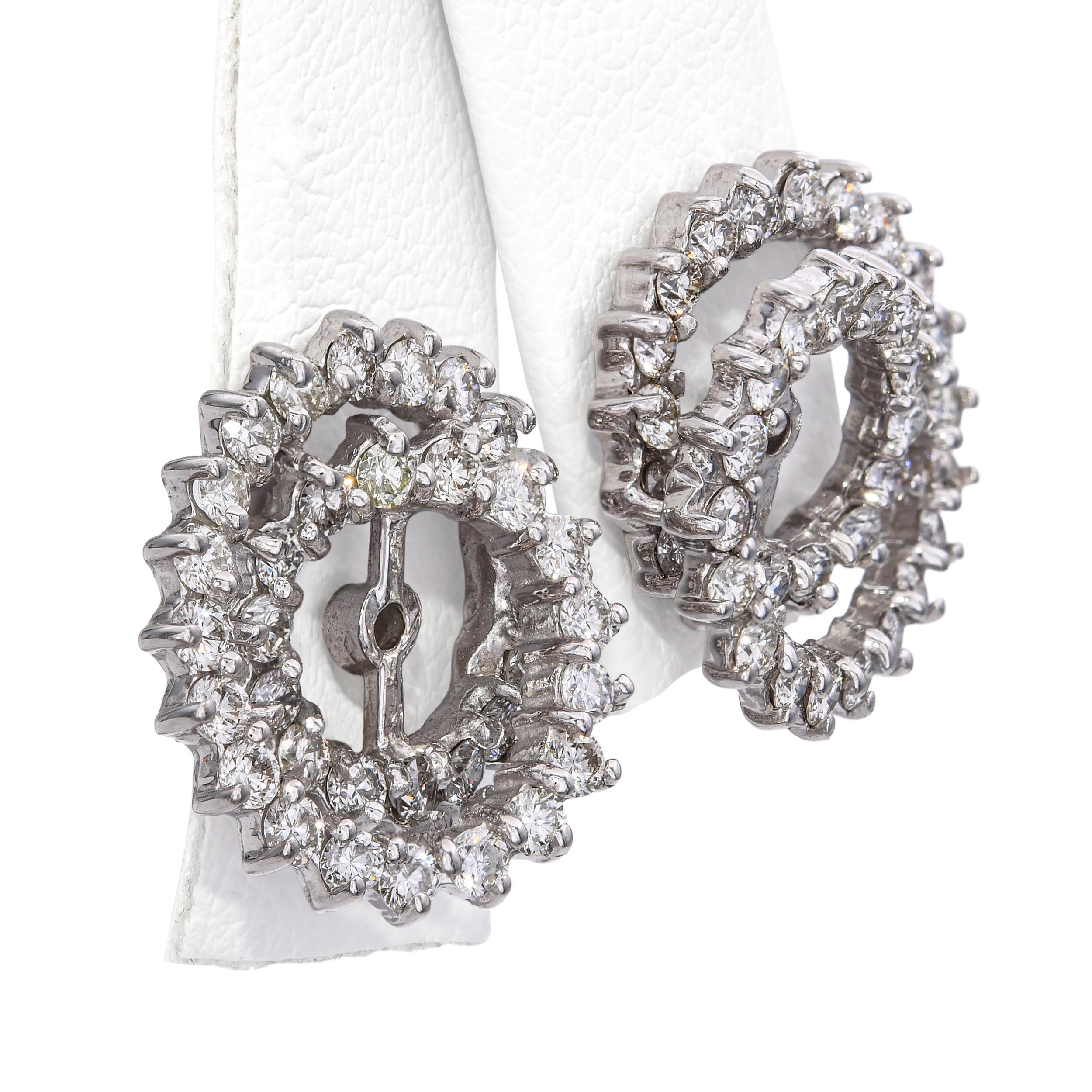 Vintage 14k White Gold 1.11tcw Diamond Spiral Earring Jackets